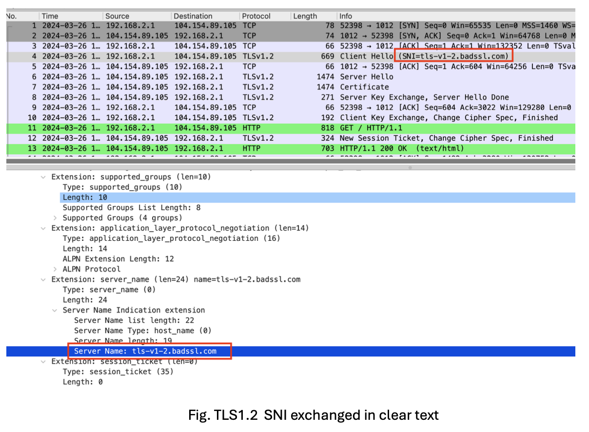 TLS 1.2 SNI in cleartext